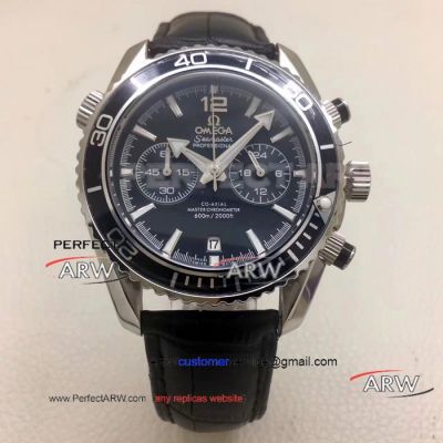 Perfect Replica Omega Seamaster Bezel 600m Chronograph Watch SS Black Dial